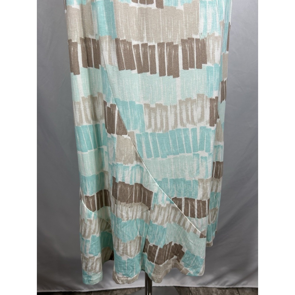 Multiples Women's Jersey Knit Maxi Skirt Size M Blue Brown Geo 90s Boho Feminine - Picture 5 of 13